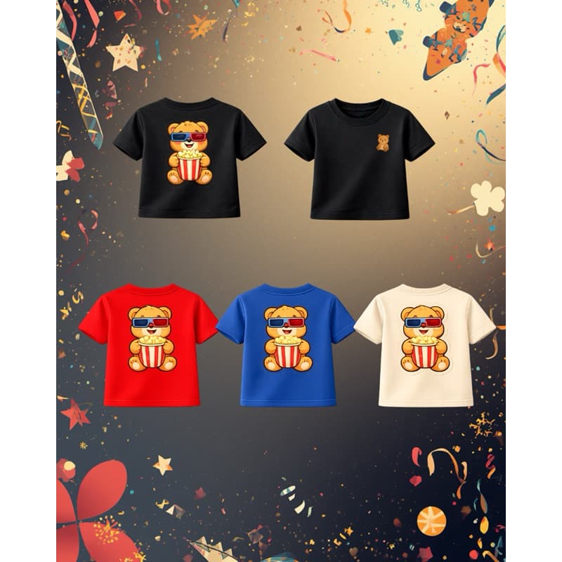 camiseta infantil ursinho 100% algodão Trend Space
