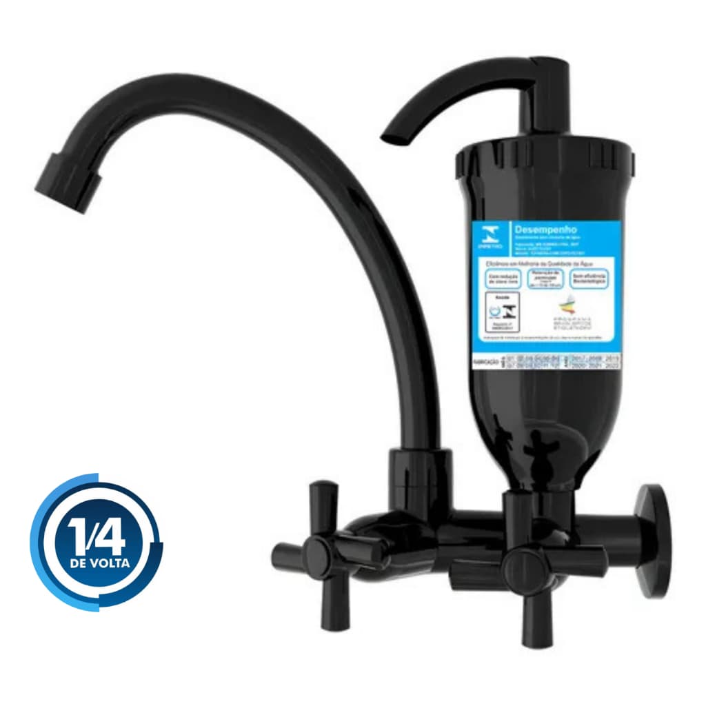 Torneira De Cozinha Preta Com Filtro Purificador de Parede Abs Com Bica Móvel C31