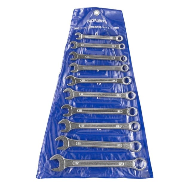 CHAVE COMBINADA-10PCS 6-17MM AÇO VANADIO