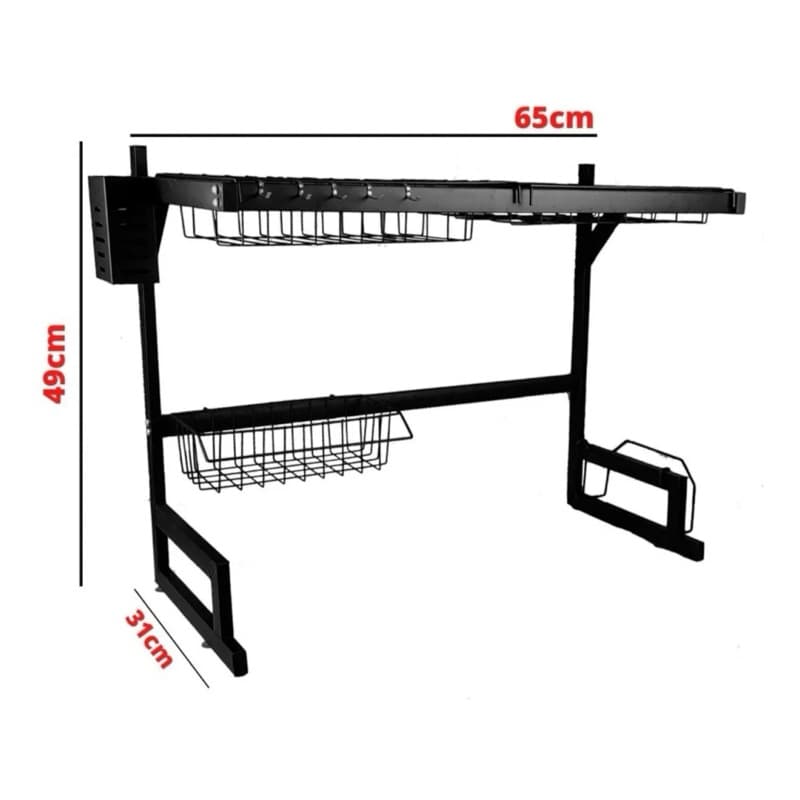 Escorredor De Pia Rack Aço Inoxidável 65cm Organizador Louça