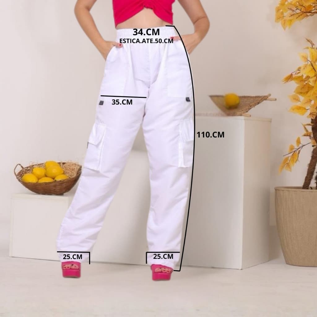 calça ,baggy Blanca Urbana Nube Cargo,2026