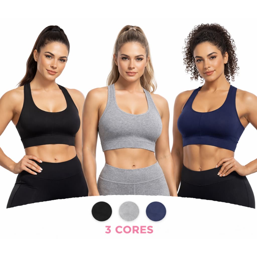 Top Nadador Feminino Academia Fitness Suplex Cropeed Feminina Preto Azul e Cinza