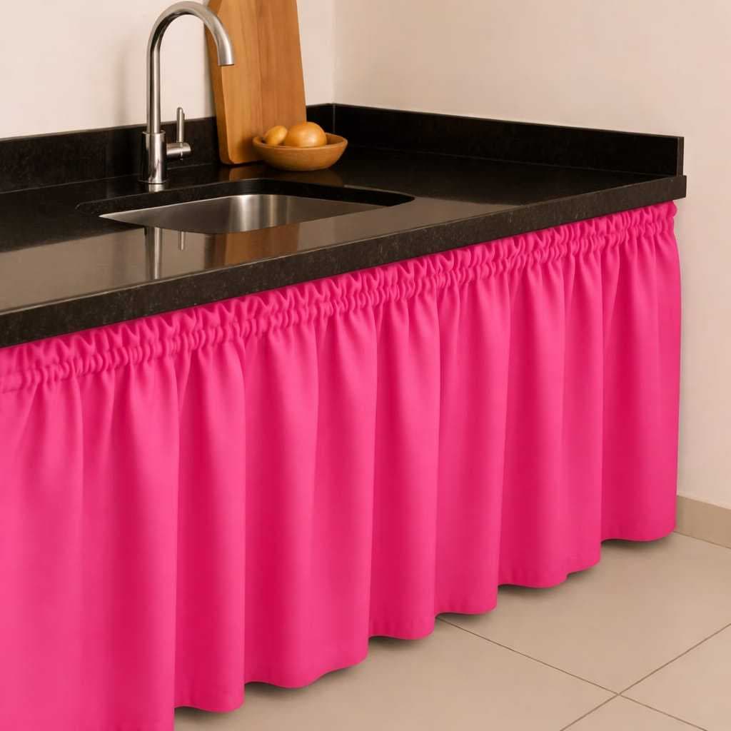Cortina De Pia Largura 1,50 x 0,80 Altura para Cozinha pink