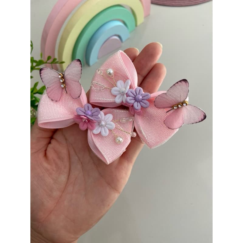 Par de Laço parzinho jardim encantado Borboleta /Laço/Menina/Tiara/faixinha cabelo borboleta