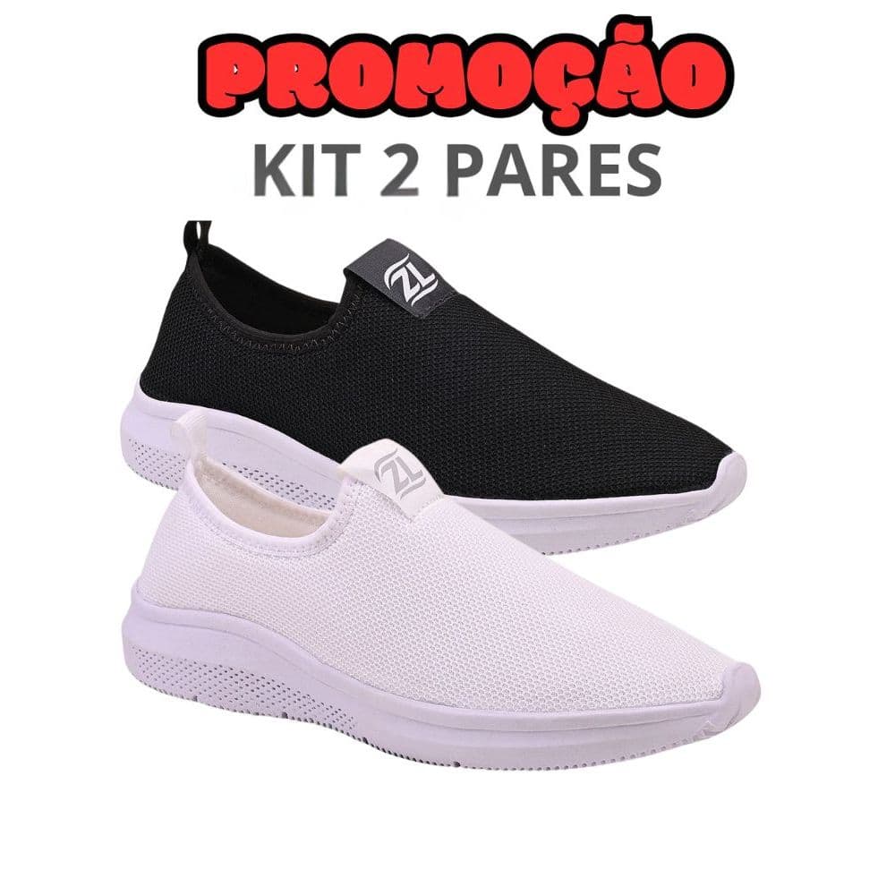 Kit 2 Pares Tênis Meia Feminino Calce Fácil Ortopédico Slip On