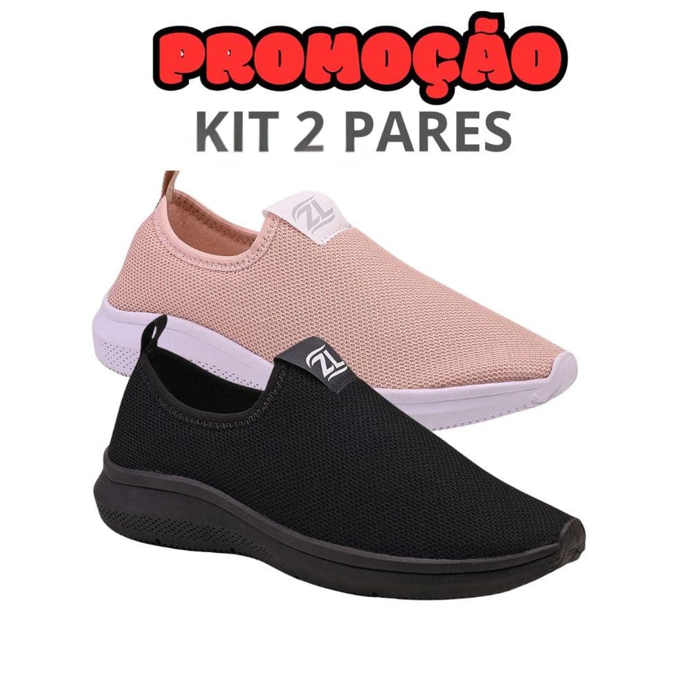 Kit 2 Pares Tênis Meia Feminino Ortopédico Slip On Confortável