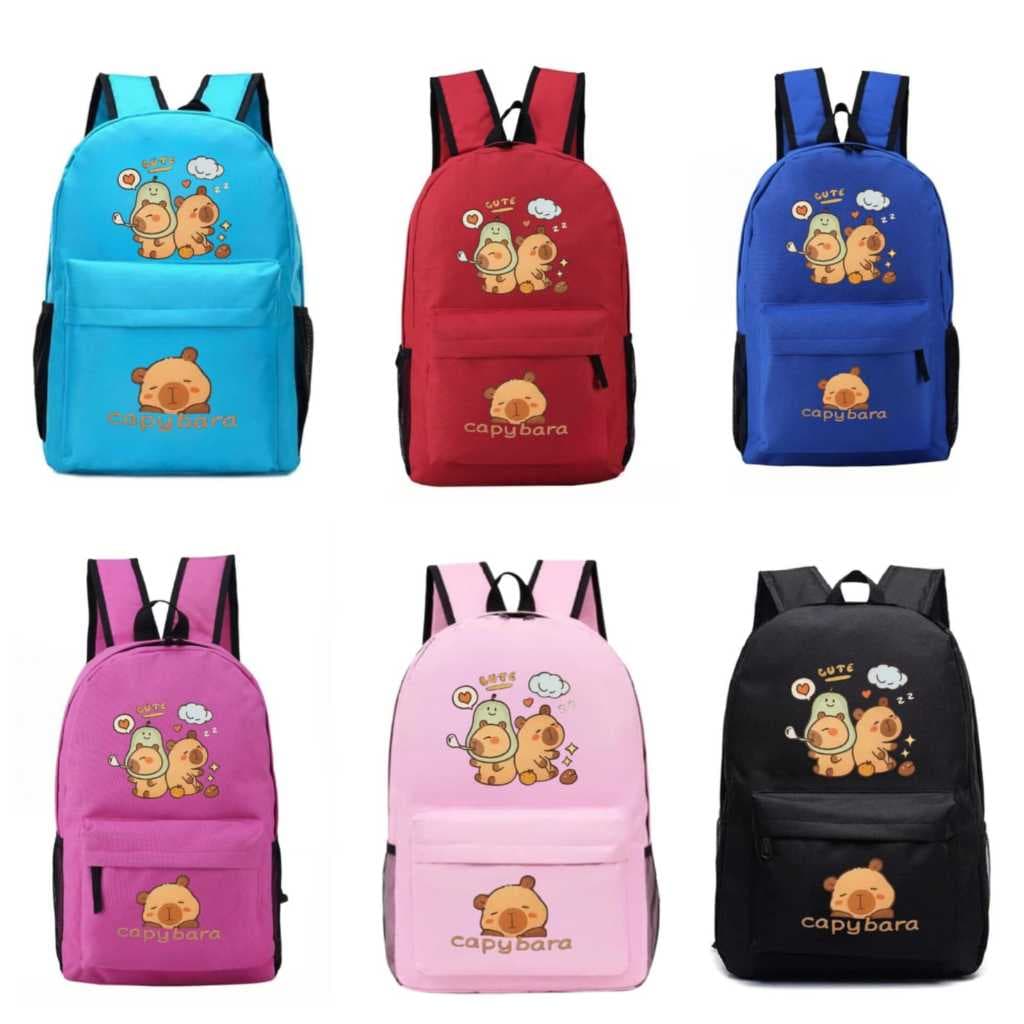 Bolsa de Capivara Escolar Bag Academia Universitária Trabalho Mochila Infantil Menino Menina Preta