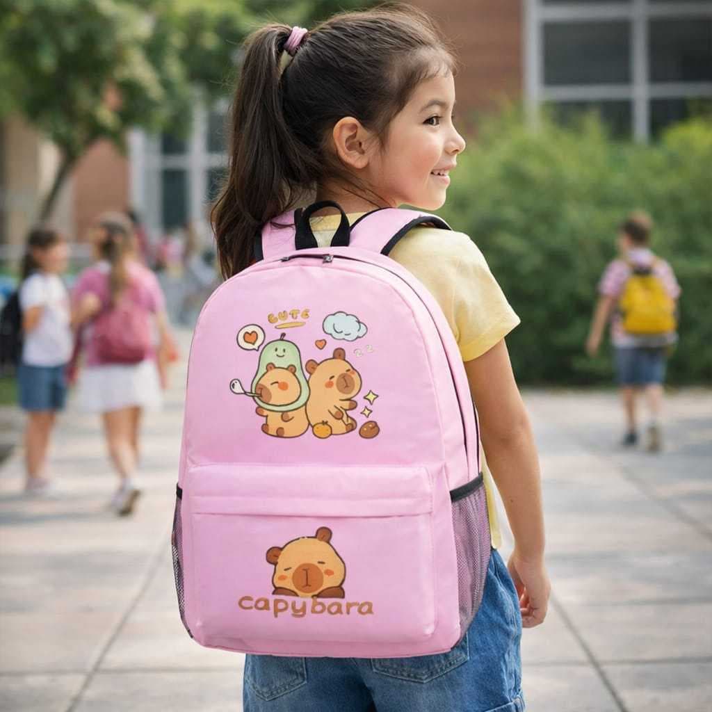 Mochila Capivara Escolar Grande Bolsa Infantil Capibara Reforçada Muchila da Capivara Preta Rosa