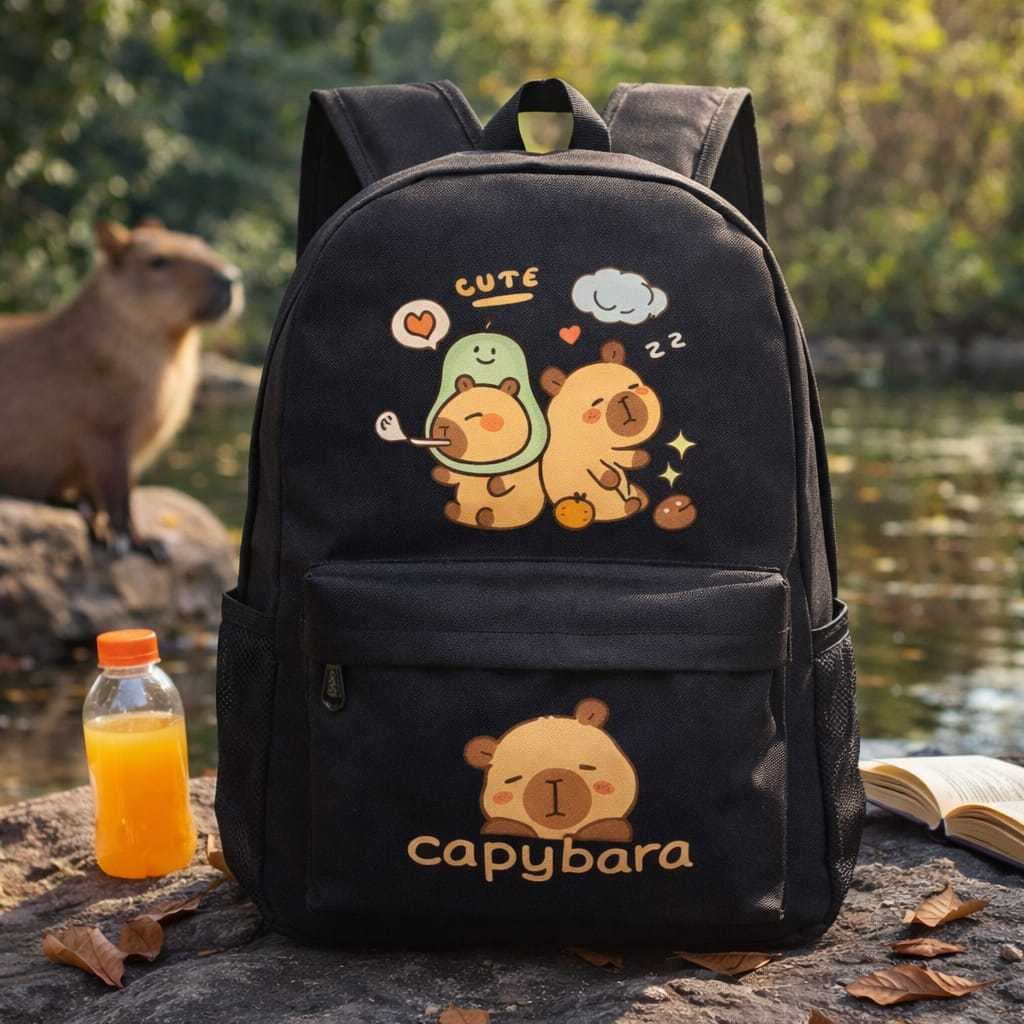 Mochila da Capivara Escolar Grande Universidade Trabalho Academia Muchila da Capibara Bolsa Infantil
