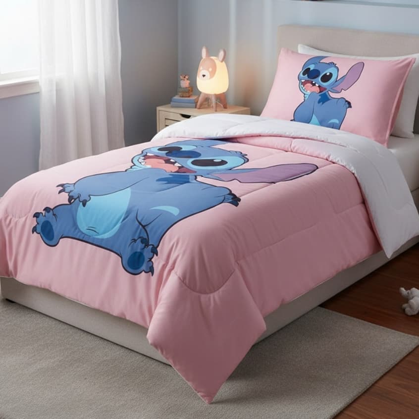 KIT EDREDOM INFANTIL STITCH TODO ESTAMPADO DUPLA FACE 02 PEÇAS VÁRIAS ESTAMPAS PROMOÇÃO !