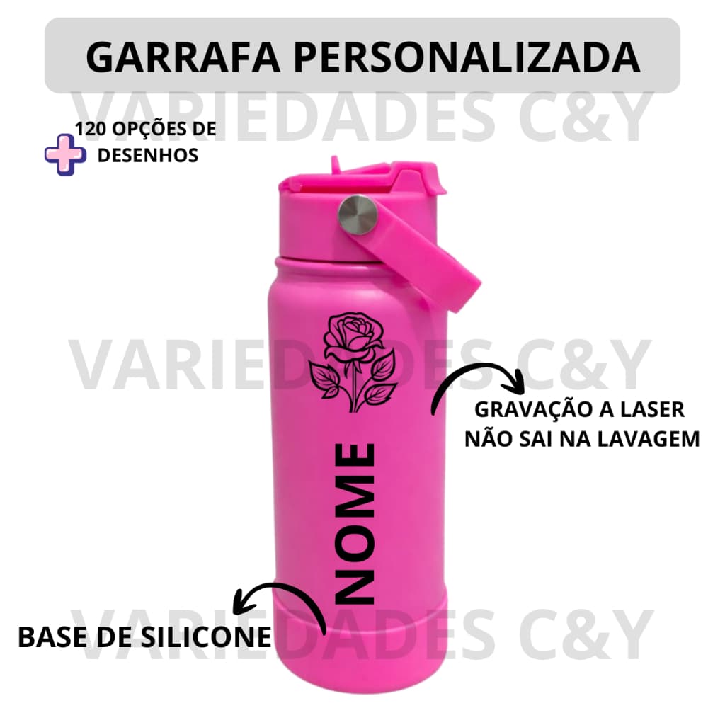 Garrafa de Inox Térmica 600ml Personalizada Alta Qualidade Ideal para Escola Trabalho Lancheira