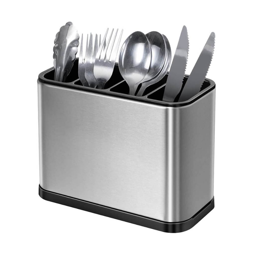Escorredor Porta Talheres Inox com Drenagem – 4 Divisões, Organizador de Pia