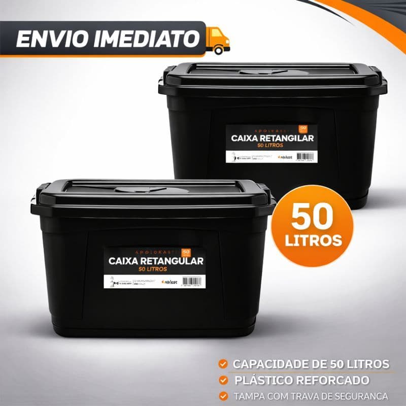Caixa Organizadora Grande Com Tampa 50 Litros Retangular – Organização e Praticidade