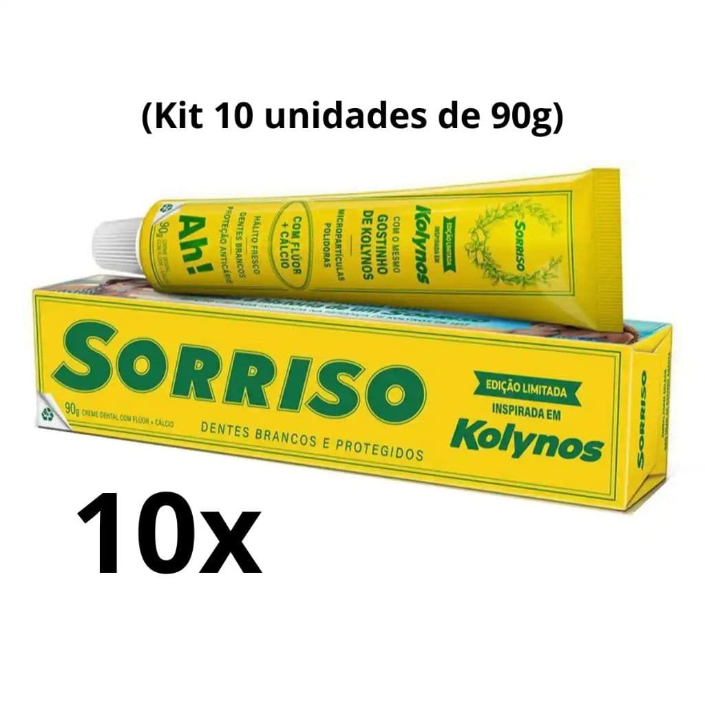 Kit com 10 Creme Dental Pasta Kolynos Sorriso 90g cada - edição limitada