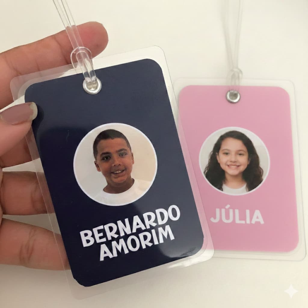 ENVIO RÁPIDO I Tag Infantil com Foto Personalizada | Identificação para Mochila, Lancheira, Mala , Passeios, Natação