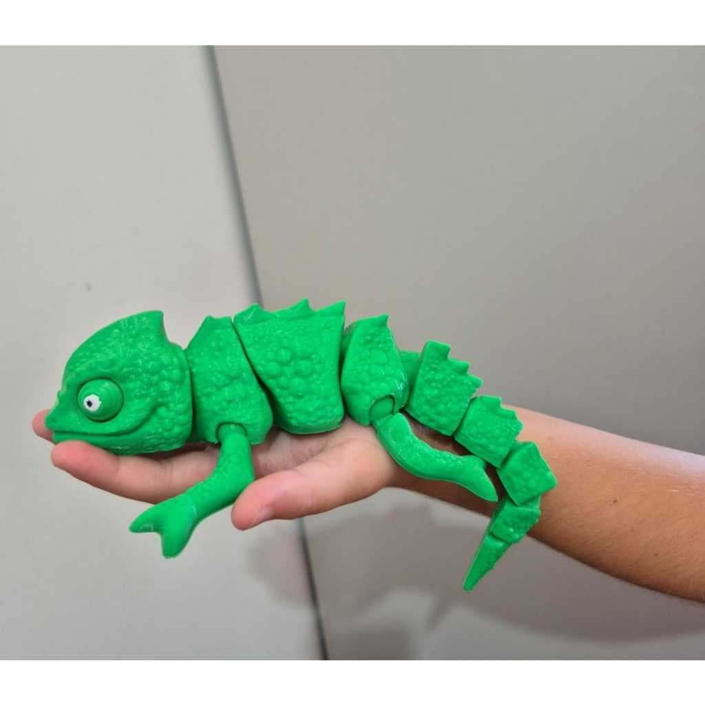 Camaleão Flexível Articulado Textura Realista Brinquedo Fidget Antiestresse Decoração Setup