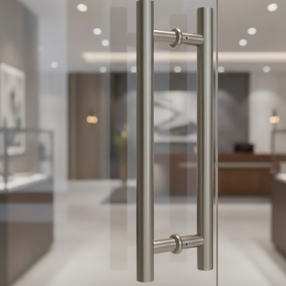 PUXADOR DE PORTA H TUBULAR ALUMÍNIO INOX 40CM TOTAL | 30CM ENTRE FUROS | ALUMÍNIO RESISTENTE