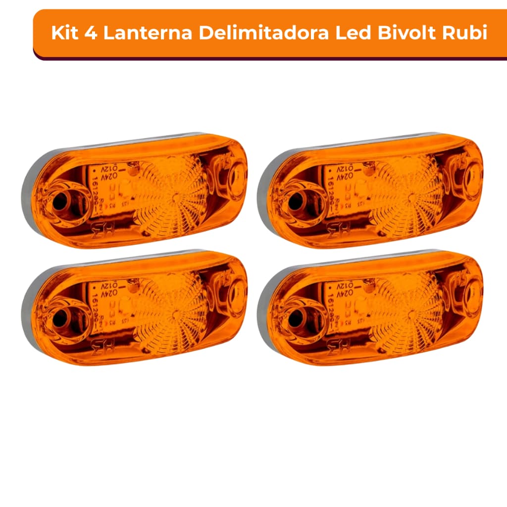 Kit 4 Lanterna Delimitadora Led Impermeável Carreta Bau Reboques 12v 24v