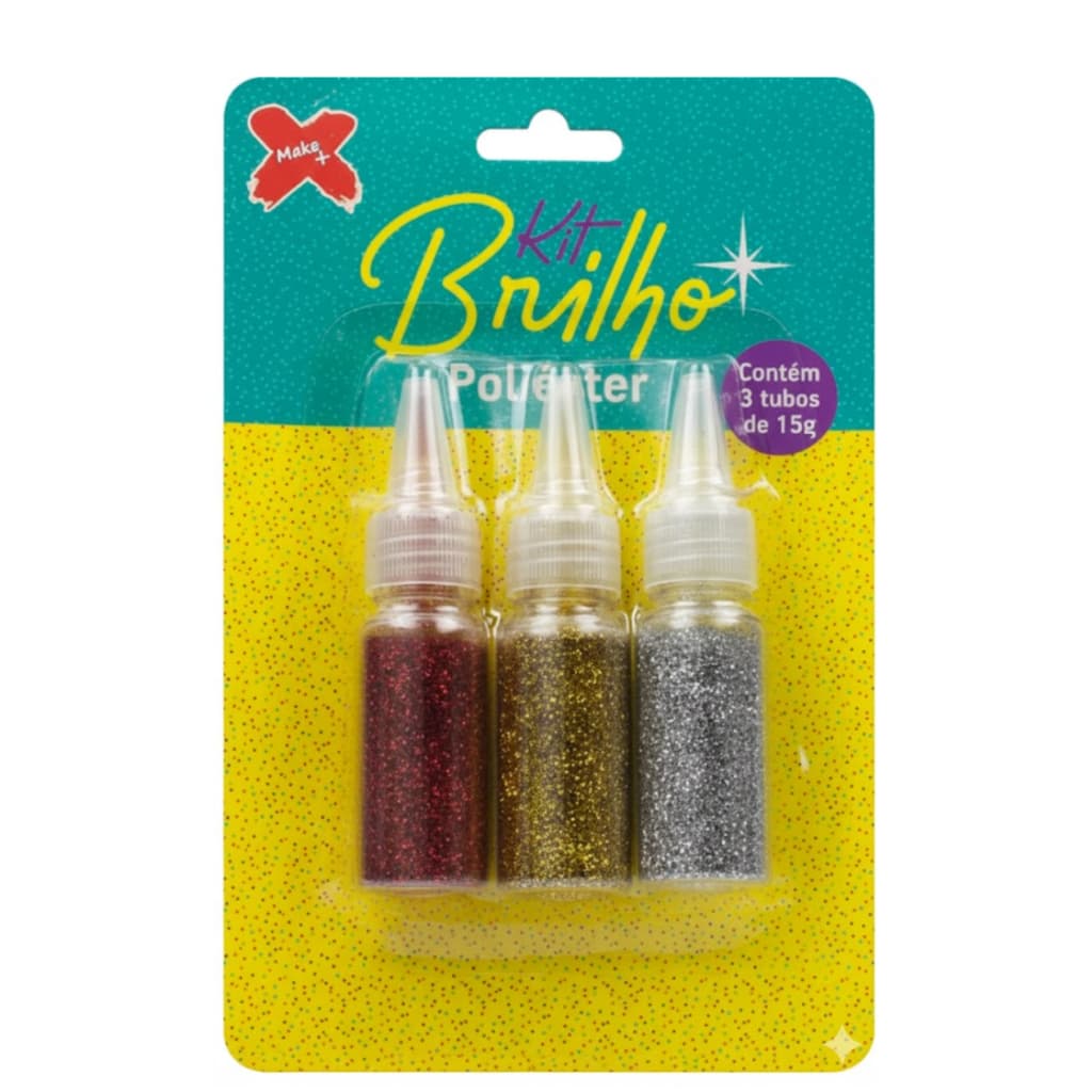 Glitter Em Pó Extra Fino 3 Unidades 15g Poliéster