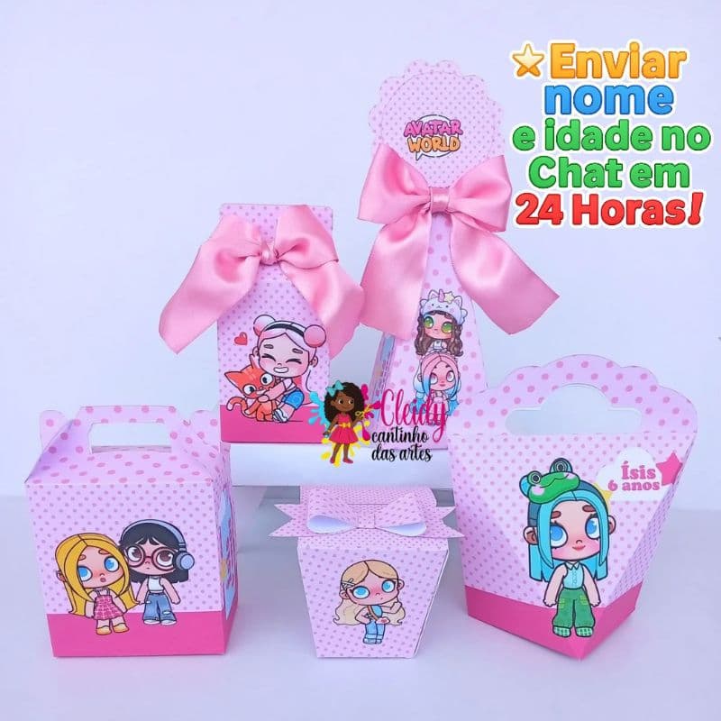 Kit Festa Personalizado Avatar Wolrd Vídeo Game com laço/Lembrancinhas Personalizadas