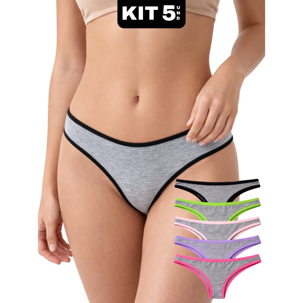 Kit 5 Calcinha Conforto Algodão Premium Antialérgica
