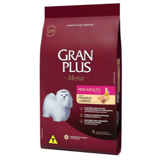Gran Plus Menu Ração Cães cachorro pet Frango e arroz mini adulto 15kg