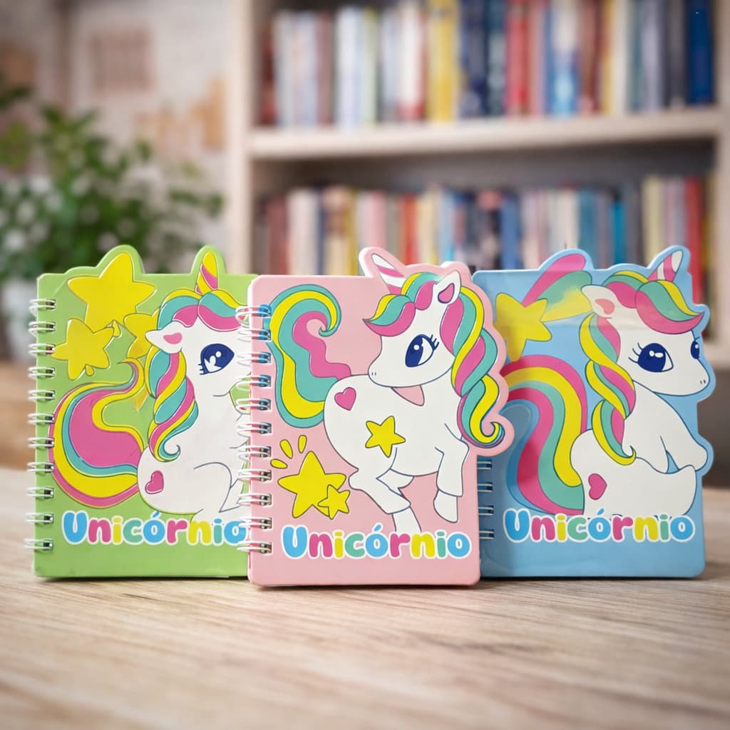 Mini Caderno Espiral Unicórnio Infantil 60 Páginas 10x13cm Inova