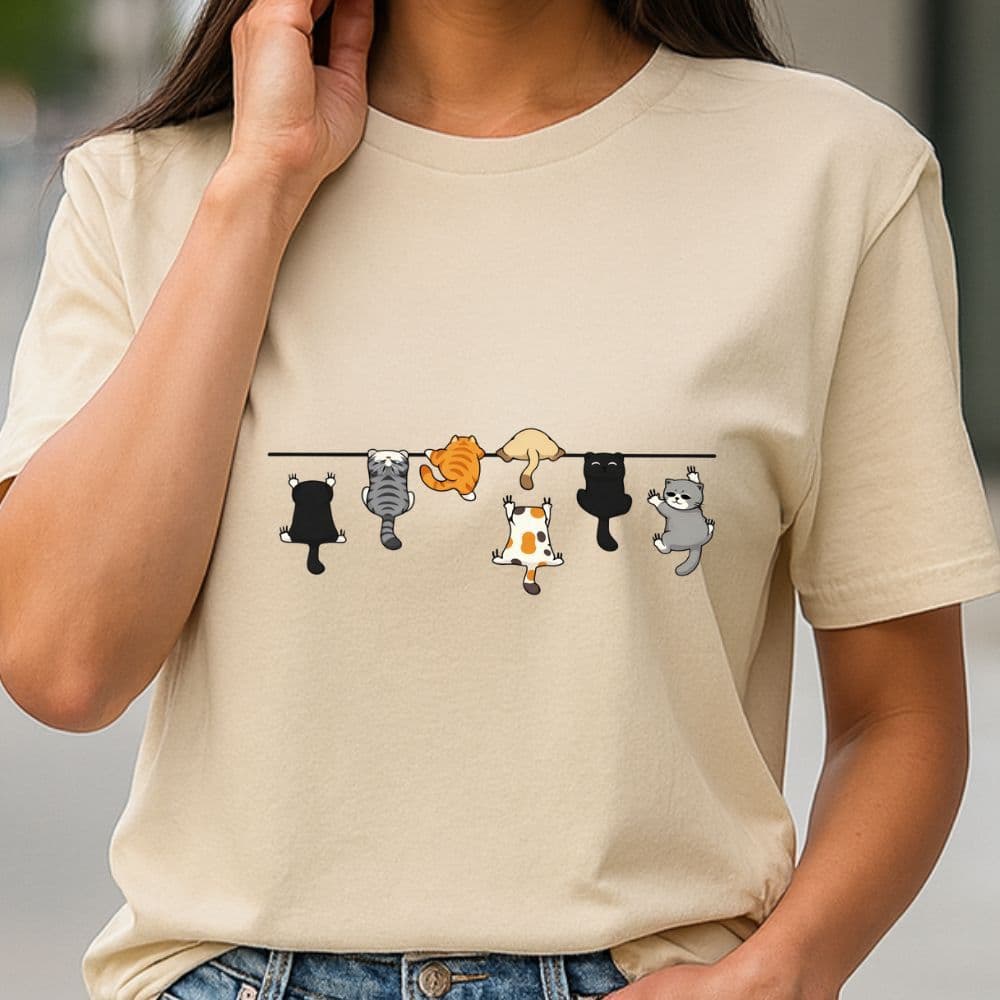 Camiseta Feminina Minimalista 100%algodão Gatos Fofos Treino