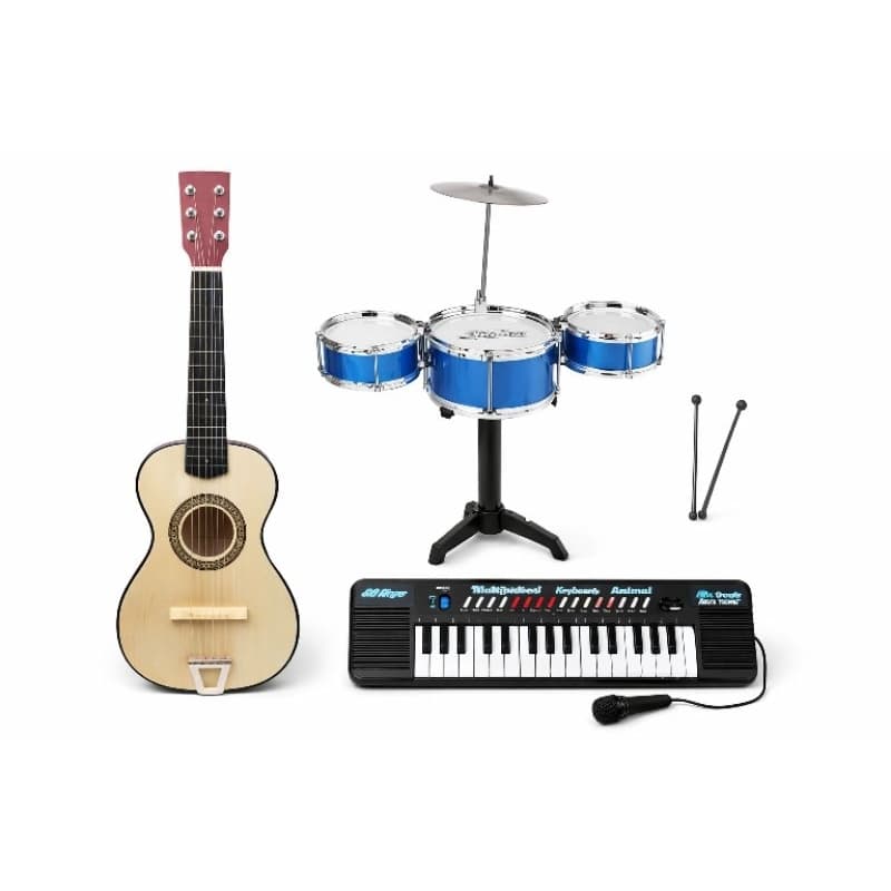 kit musical infantil violão-teclado-mini bateria 3 tambor