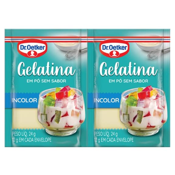 Gelatina Sem Sabor Incolor 24g c/2 pacotes de 12g - Dr Oetker
