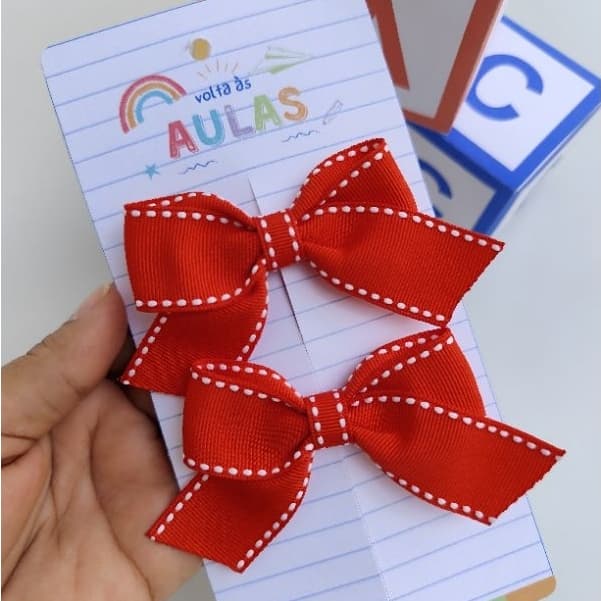 Parzinho escolar Parzinho laço infantil Volta às aulas Laços escolares