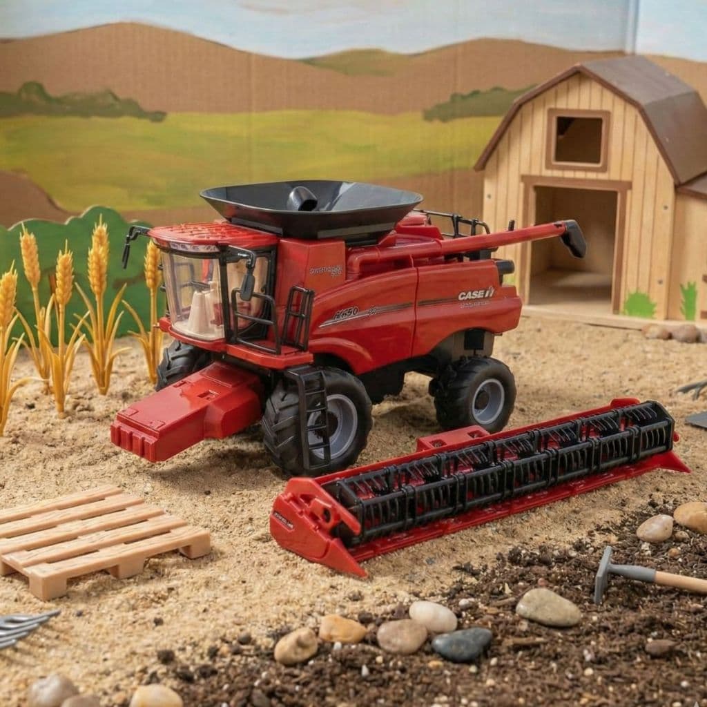 Trator Colheitadeira Axial Flow Case presente infantil para o campo. Diversão e detalhes reais agora