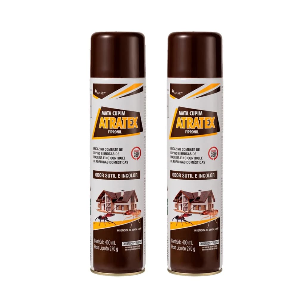 Atratex Mata Cupim, Brocas, Traças e Formigas - Odor Sutil - Não Deixa Manchas -  Kit 2x400 ML