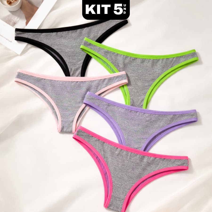 Kit 5 Calcinha Conforto Algodão Premium Antialérgica