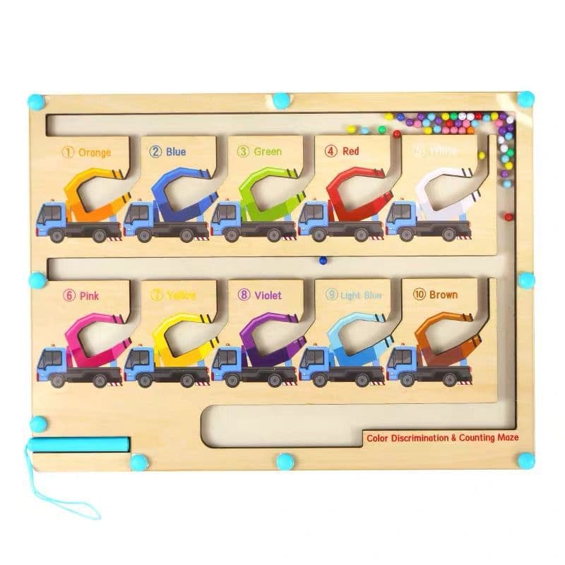 Montessori Jogos De Classificação De Cores Magnéticas Labirinto Placa Caneta Movendo Contas Controle De Madeira Sensoria