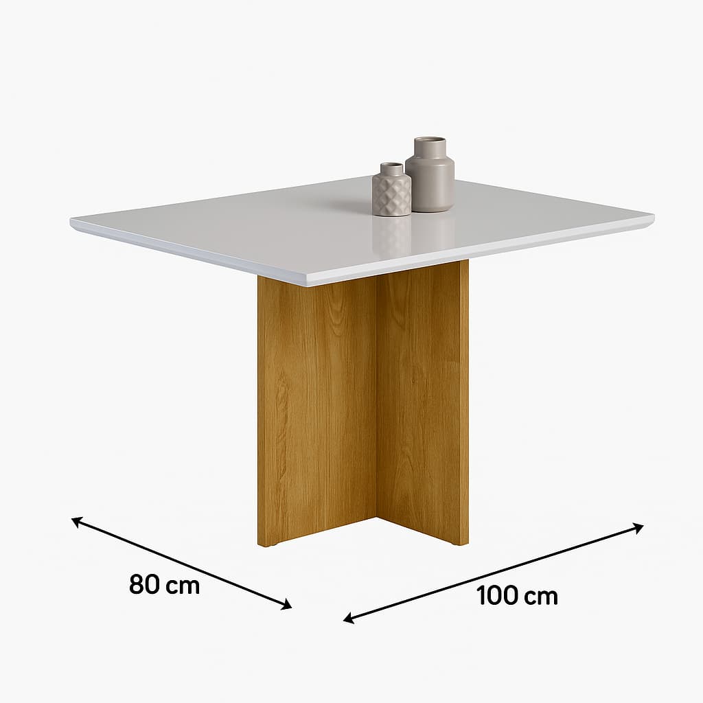Mesa de Jantar Salinas 80x100cm Confortse 4 Cadeiras MDF 100% Compacta para Apartamento