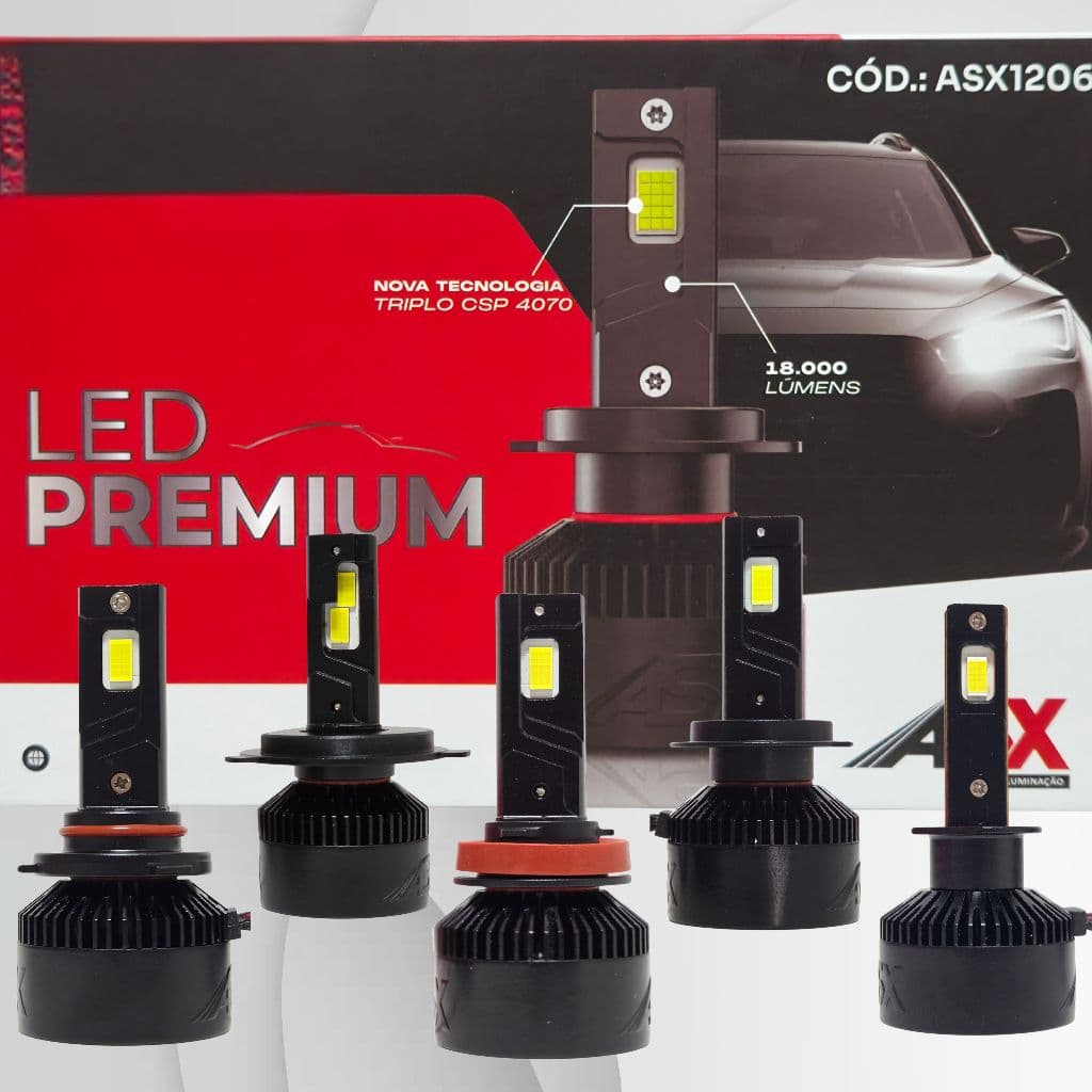 ASX - LÂMPADAS AUTOMOTIVAS ULTRA LED PREMIUM CSP 100W 18.000 LUMENS 6000k Alta performance