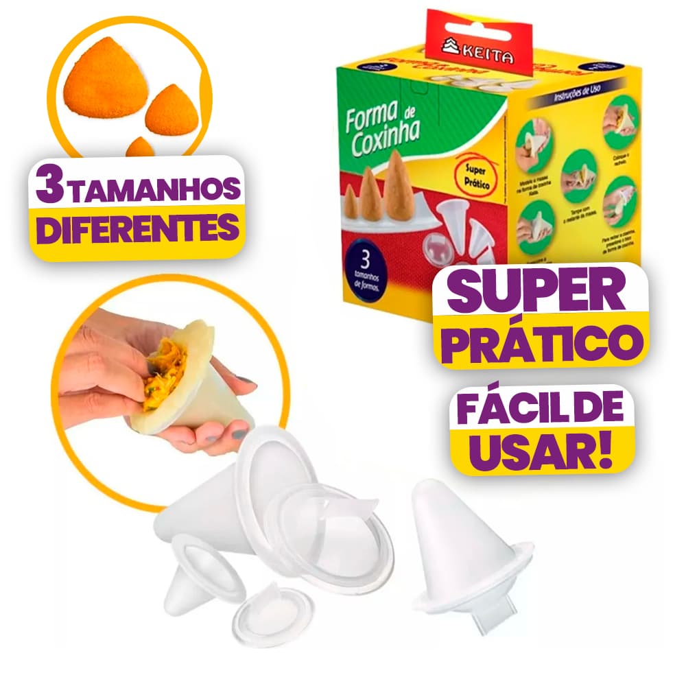 Forma Para Fazer Coxinha 3 Tamanhos Modelador Manual Salgados Fácil Rápido Profissional Copa