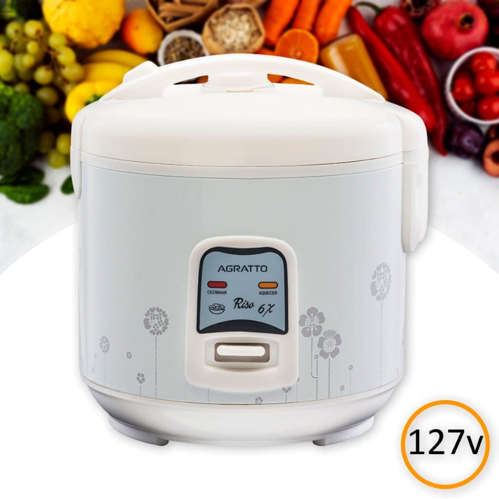 Panela Elétrica Para Arroz Legumes Verduras Riso 6 Xícaras Branca 127v Agratto