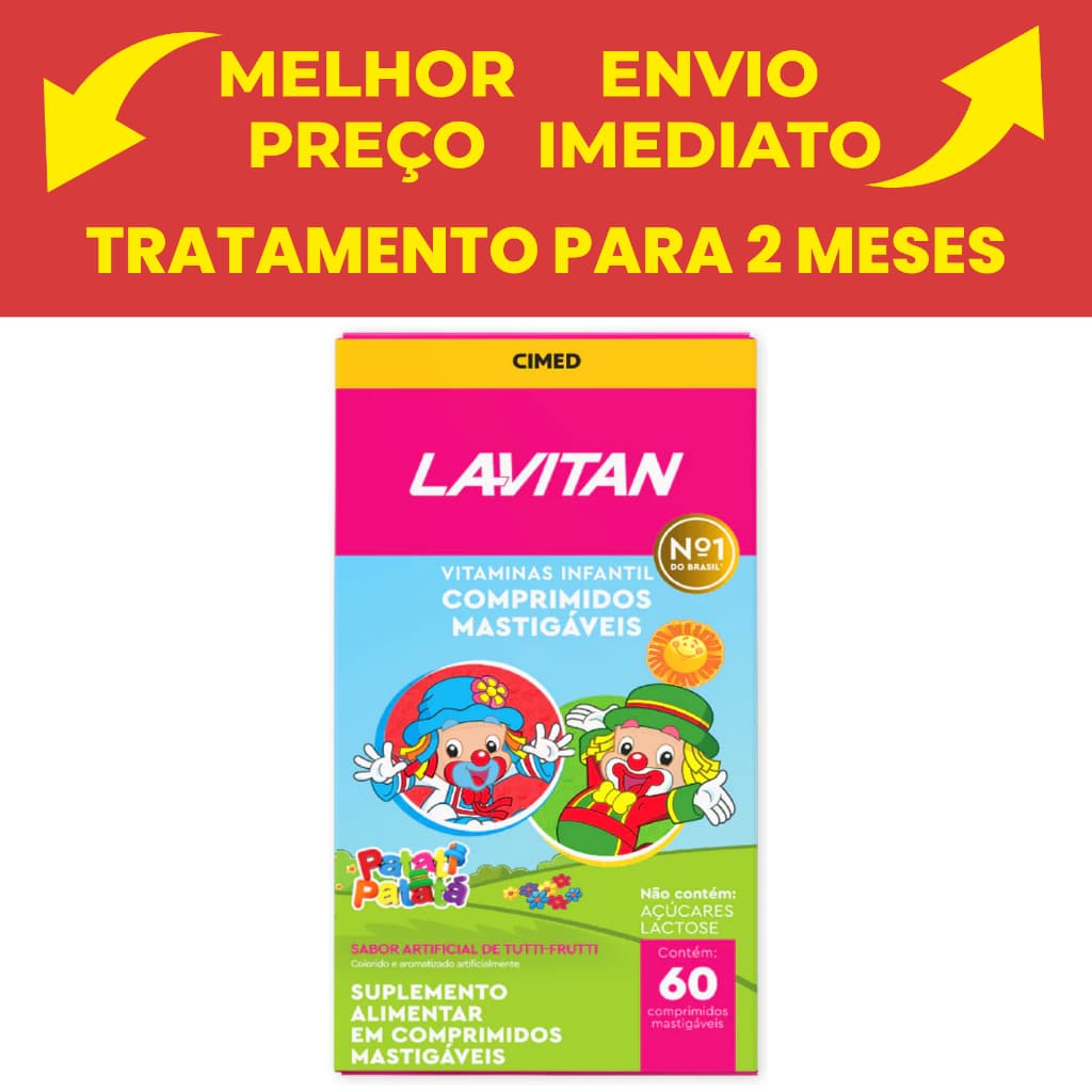Lavitan Patati Patata Sabor Tutti Frutti Vitamina Infantil C/60 Comprimidos Cimed Original