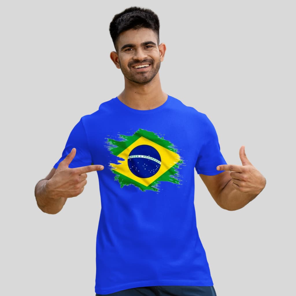 Camisa Azul Brasil Camiseta Masculina Personalizada Copa Eleição Passeata Lançamento top