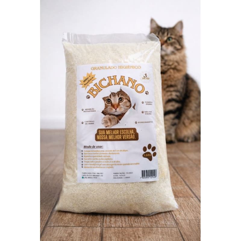 Granulado Higiênico Bichano 3,5kg – Areia para Gatos Biodegradável Sem Poeira