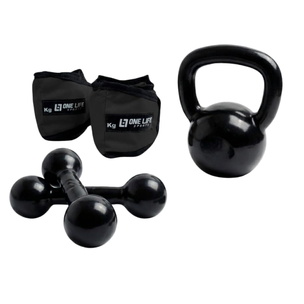 Kit | Caneleira 3kg Par Halter 3kg Kettlebell 4kg | One Life Sports® – Fitness