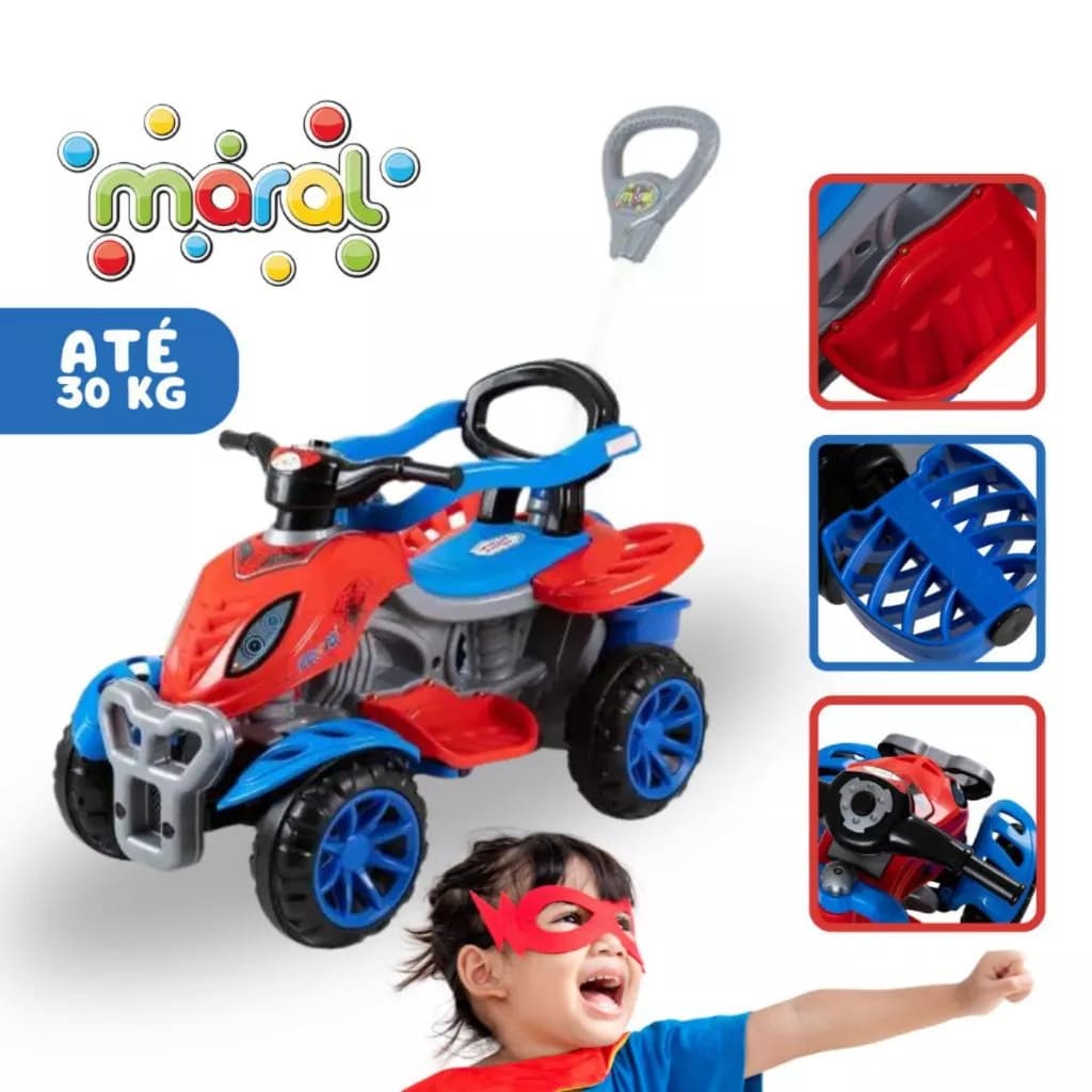 Carrinho de passeio Quadriciclo infantil com buzina e pedal Maral Spider