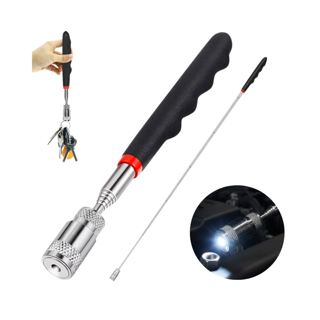 Caneta Magnética Telescópica até 81cm com led imã bastão pegador de metal e parafusoss