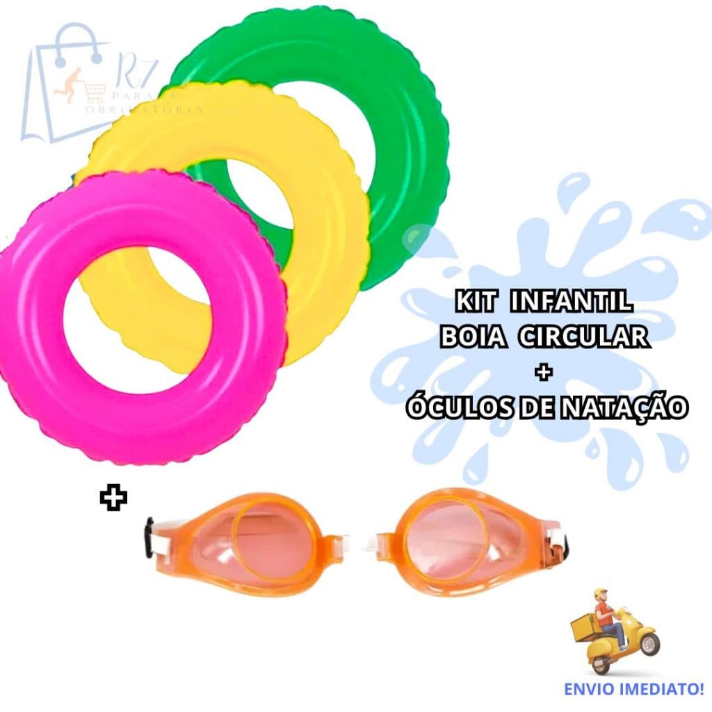 Boia Infantil Circular + Óculos de Natação Criança Kit Piscina Infantil Boia Circular Lisa