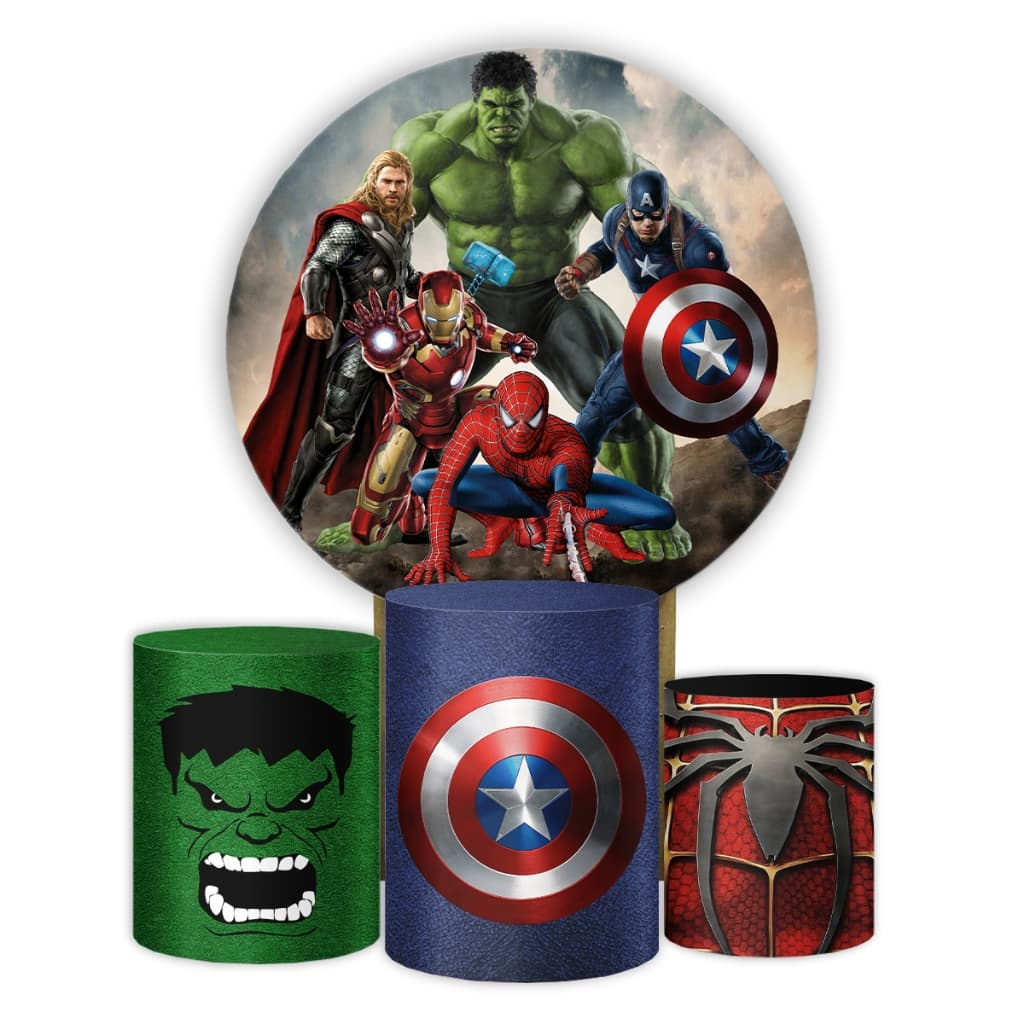 Kit Painel Festa Infantil Vingadores Super Heróis Decoração Aniversário Sublimação Veste Fácil