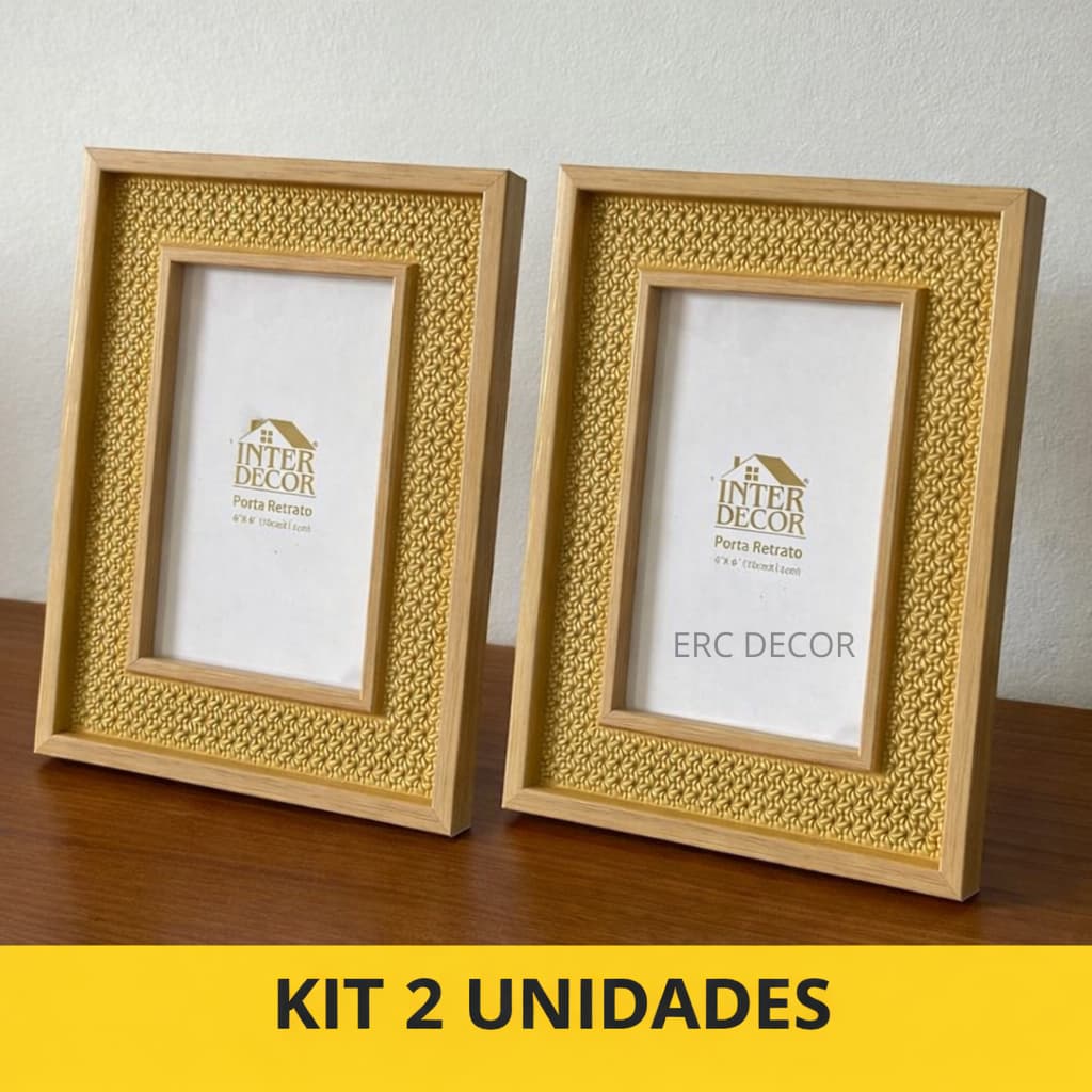 Kit 2 Porta Retrato MDF Com Treliça de palha indiana 10x15