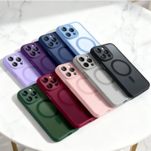 Capa de Celular com Magsafe Fosco Colorido com Alto Relevo nas Cameras para iphone 11/15/16