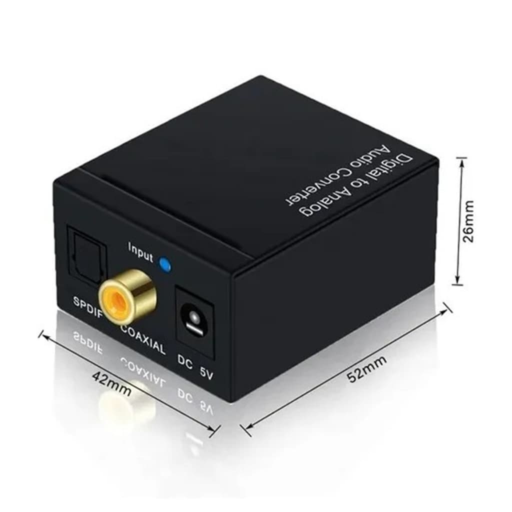 CONVERSOR DE AUDIO DIGITAL OPTICO PARA ANALOGICO RCA + P2 TOSLINK